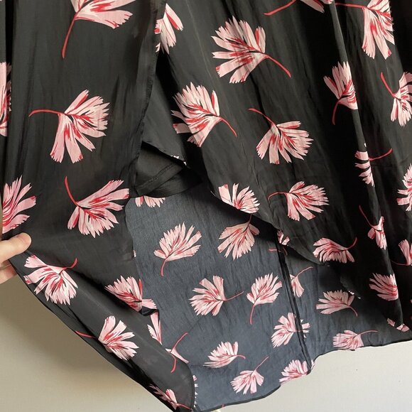 Express Womn L Black Floral Satin Tie Back Spaghetti Straps Faux Wrap Maxi Dress - Picture 3 of 10